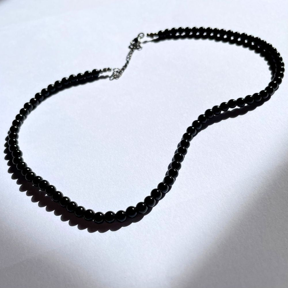 Sterling Silver Choker Necklace with Onyx