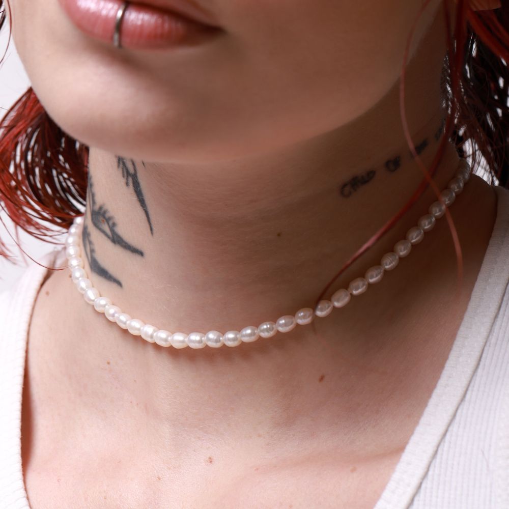 Fine Natural Pearl Necklace 925 Silver