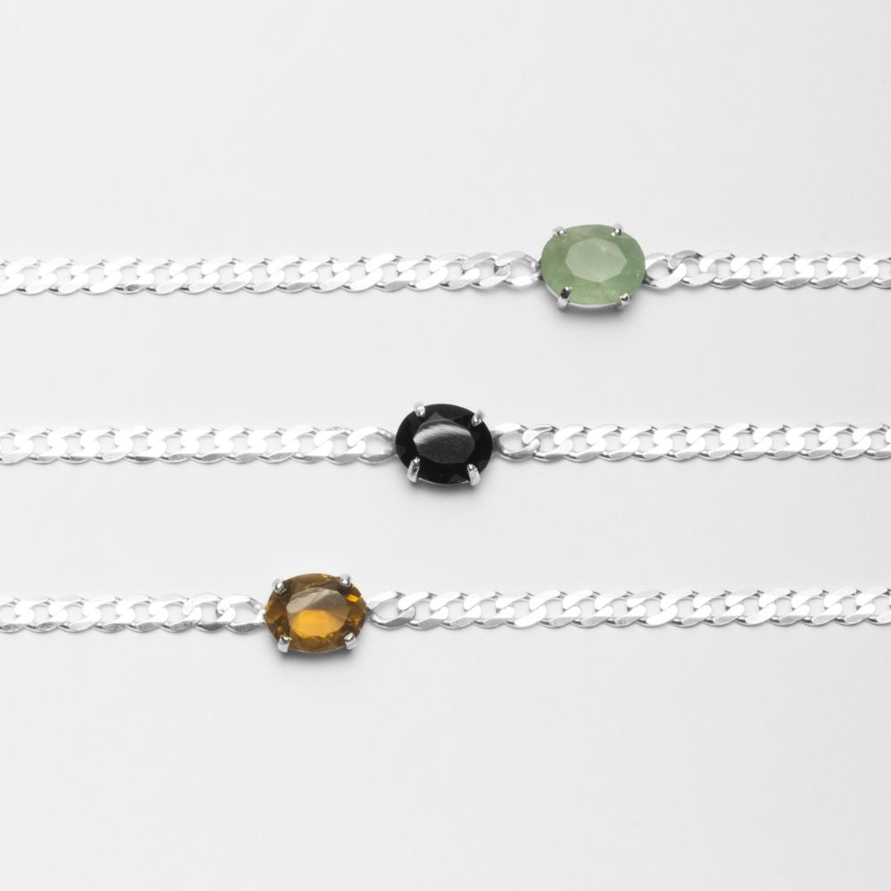 Sterling Silver Choker Necklace with Citrine