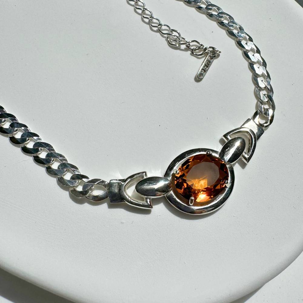 Vibrant Sun Sterling Silver Choker with Faceted Citrine