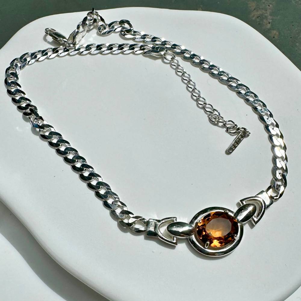 Vibrant Sun Sterling Silver Choker with Faceted Citrine