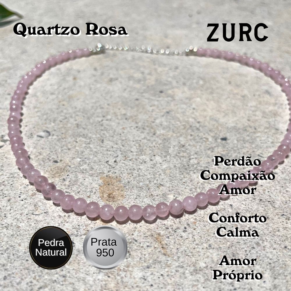 Sterling Silver Choker Necklace with Rose Quartz