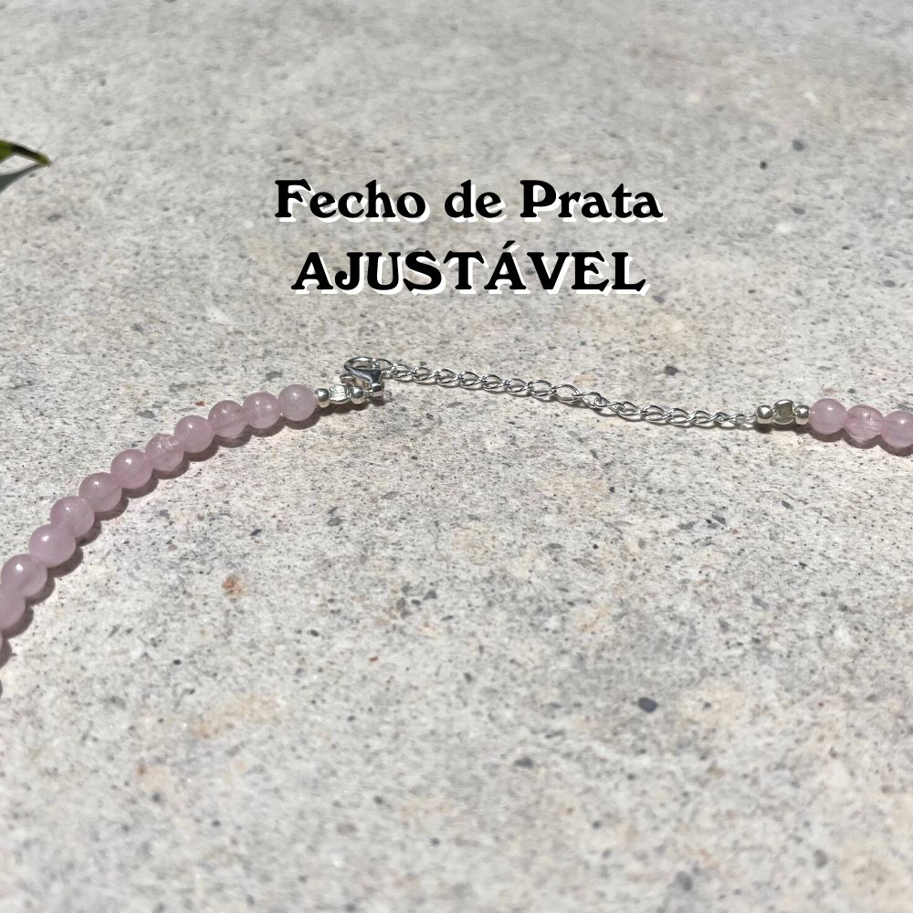 Sterling Silver Choker Necklace with Rose Quartz