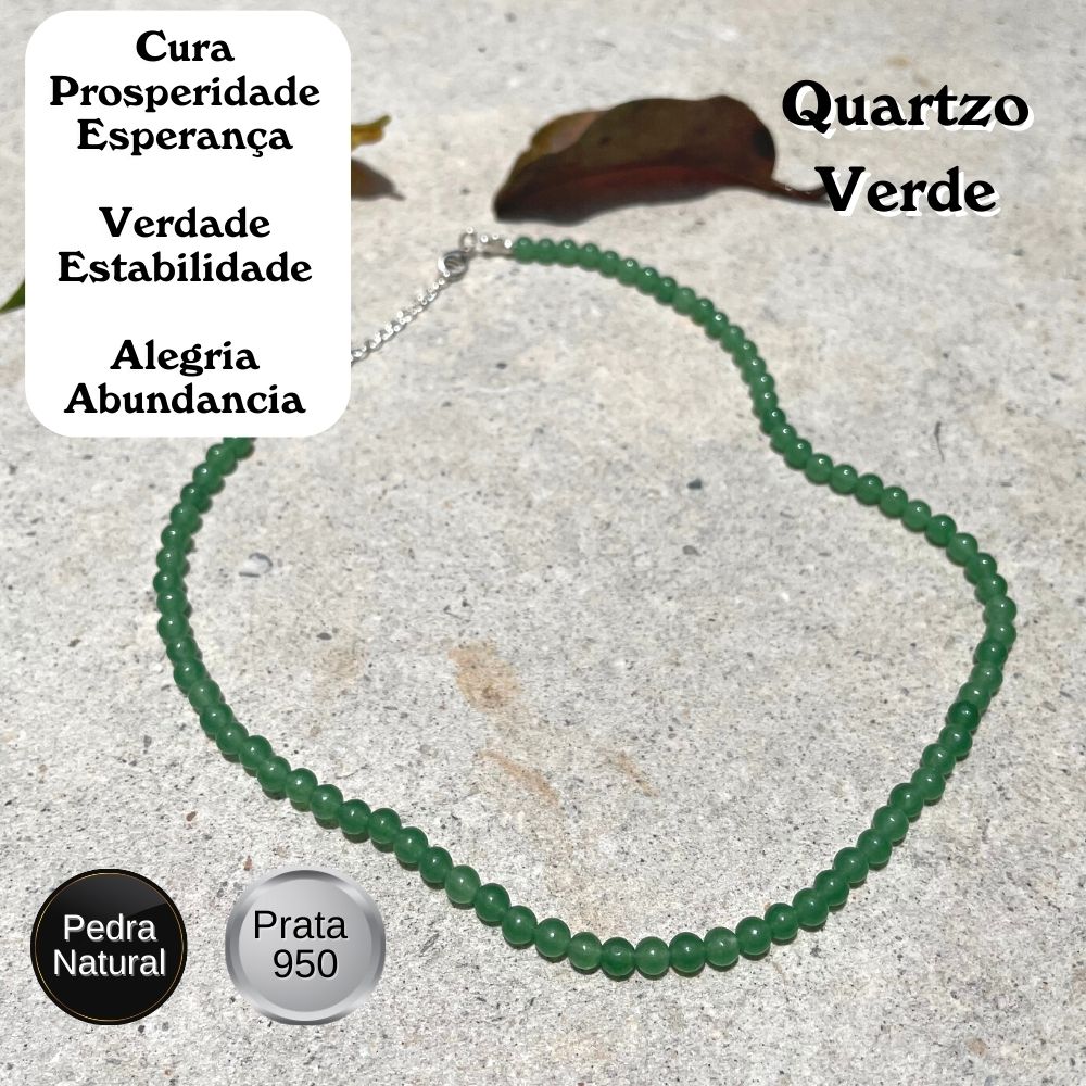 Sterling Silver Choker Necklace with Green Quartz