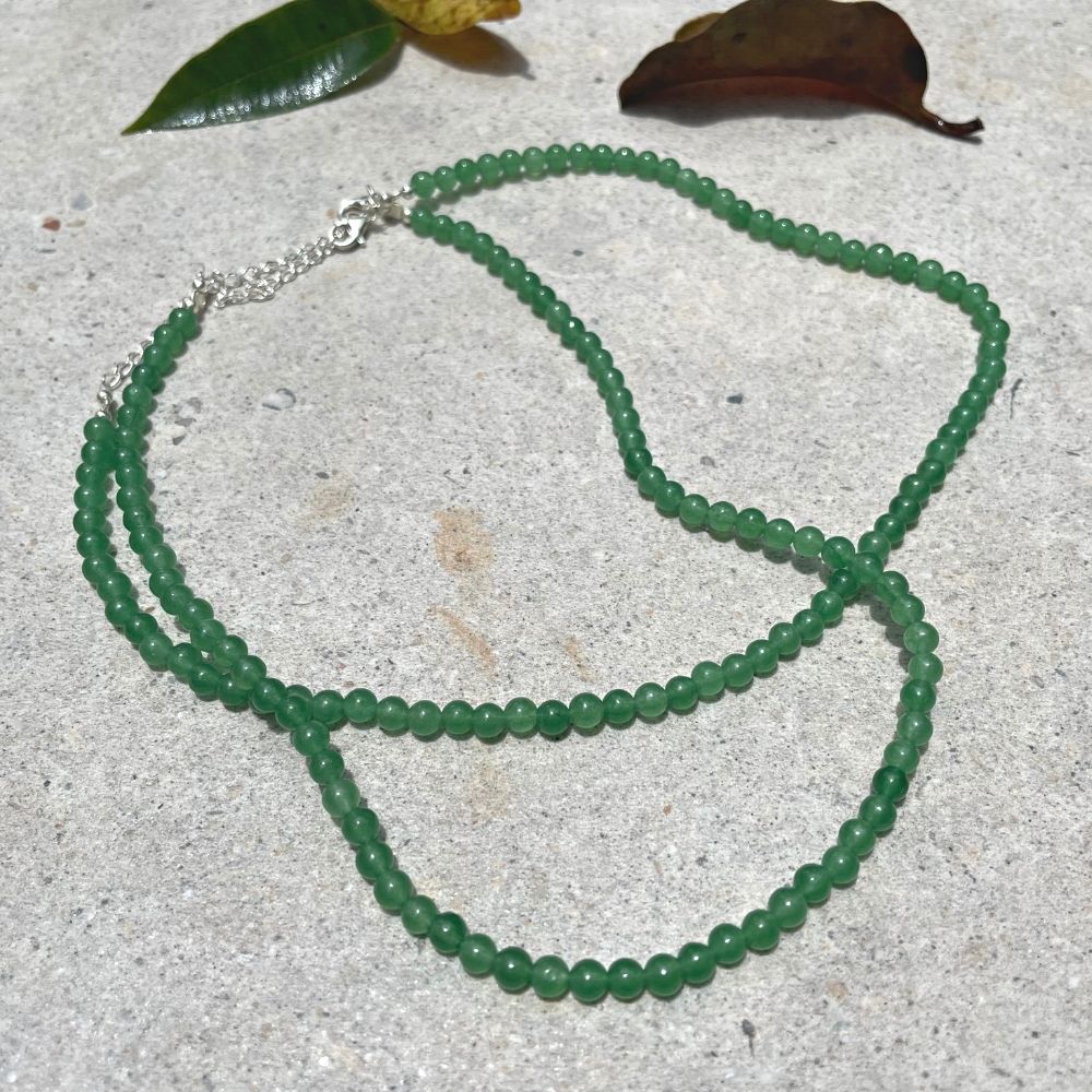 Sterling Silver Choker Necklace with Green Quartz