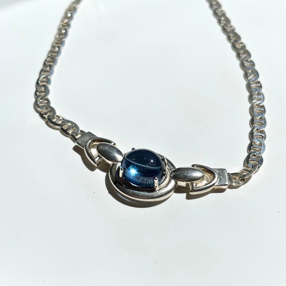 Soft Peace Sterling Silver Choker with Oval London Blue Topaz