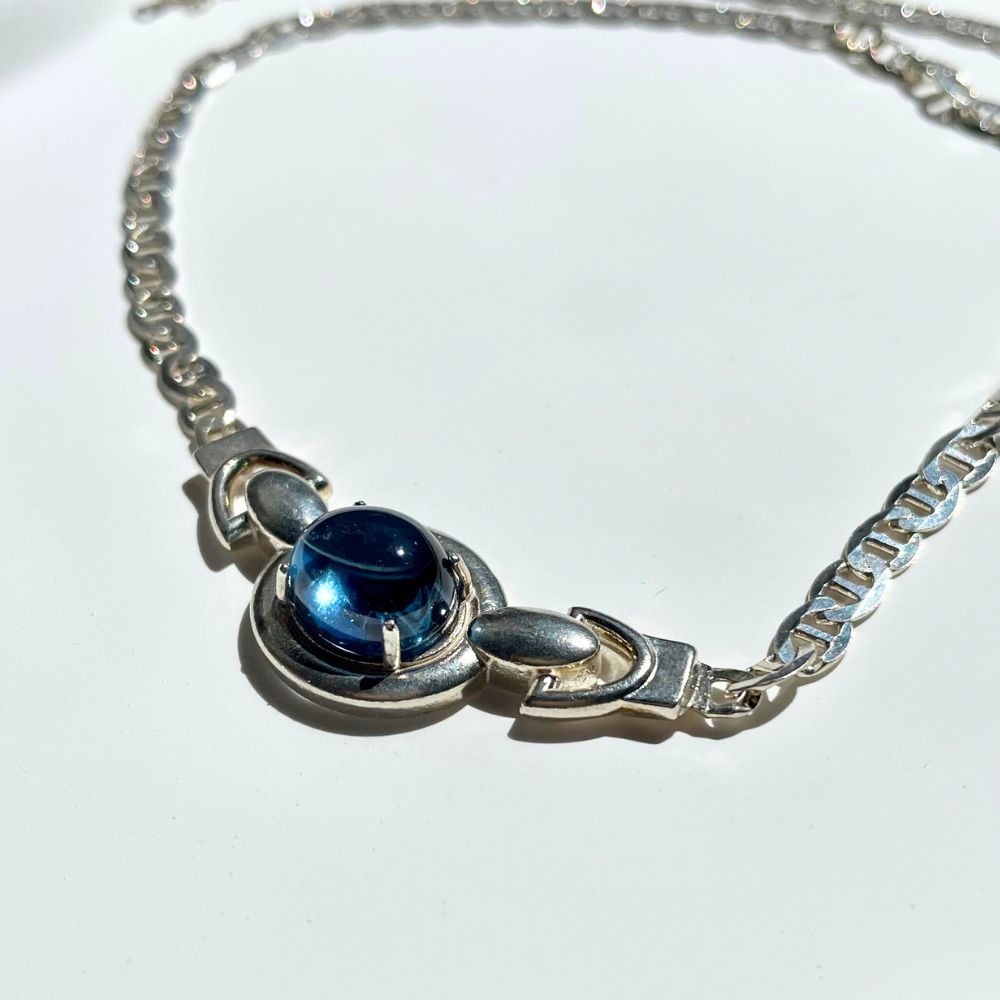 Soft Peace Sterling Silver Choker with Oval London Blue Topaz