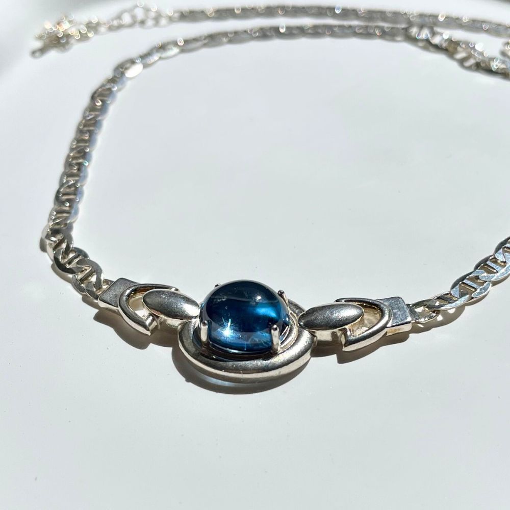 Soft Peace Sterling Silver Choker with Oval London Blue Topaz