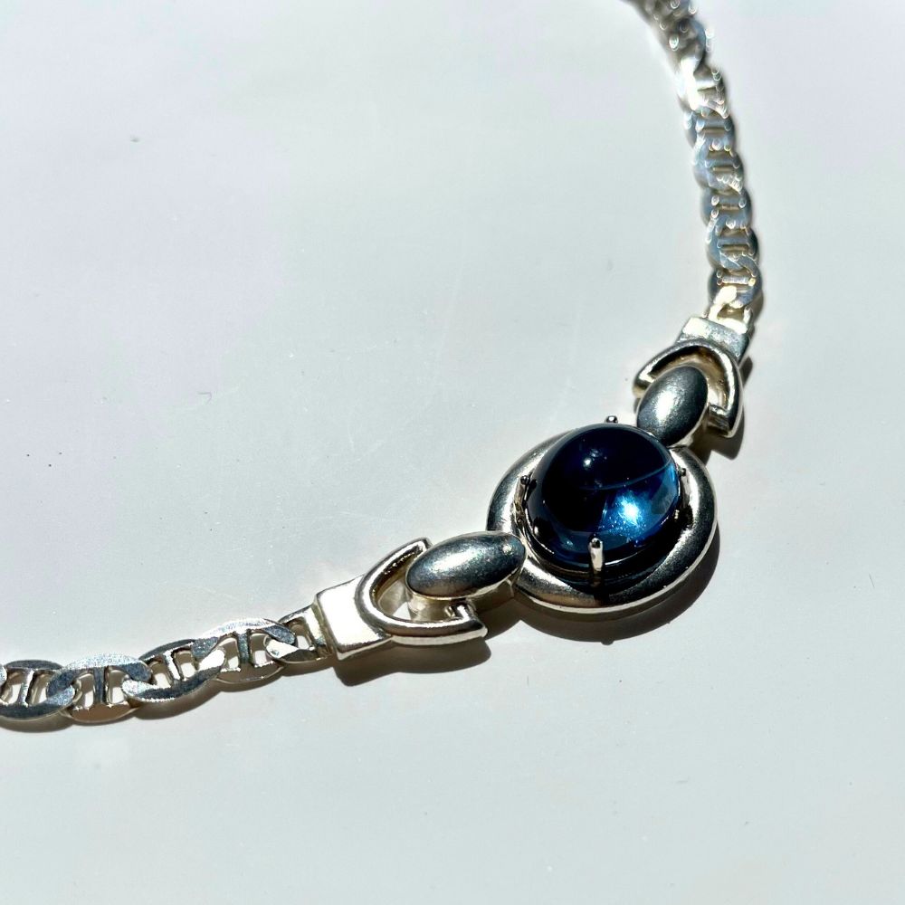 Soft Peace Sterling Silver Choker with Oval London Blue Topaz