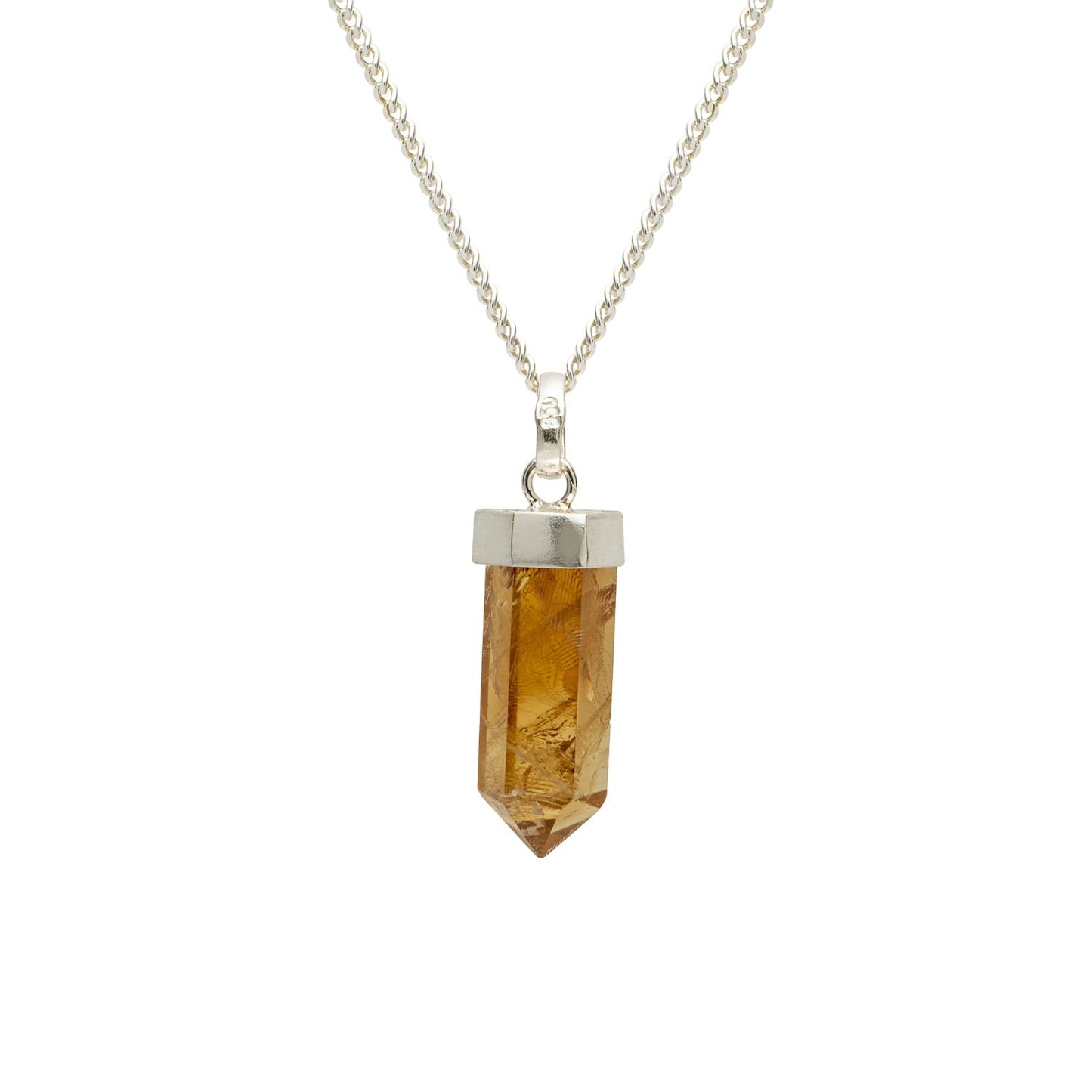 Citrine Mini Water Drop Crystal and Noble Silver Pendant