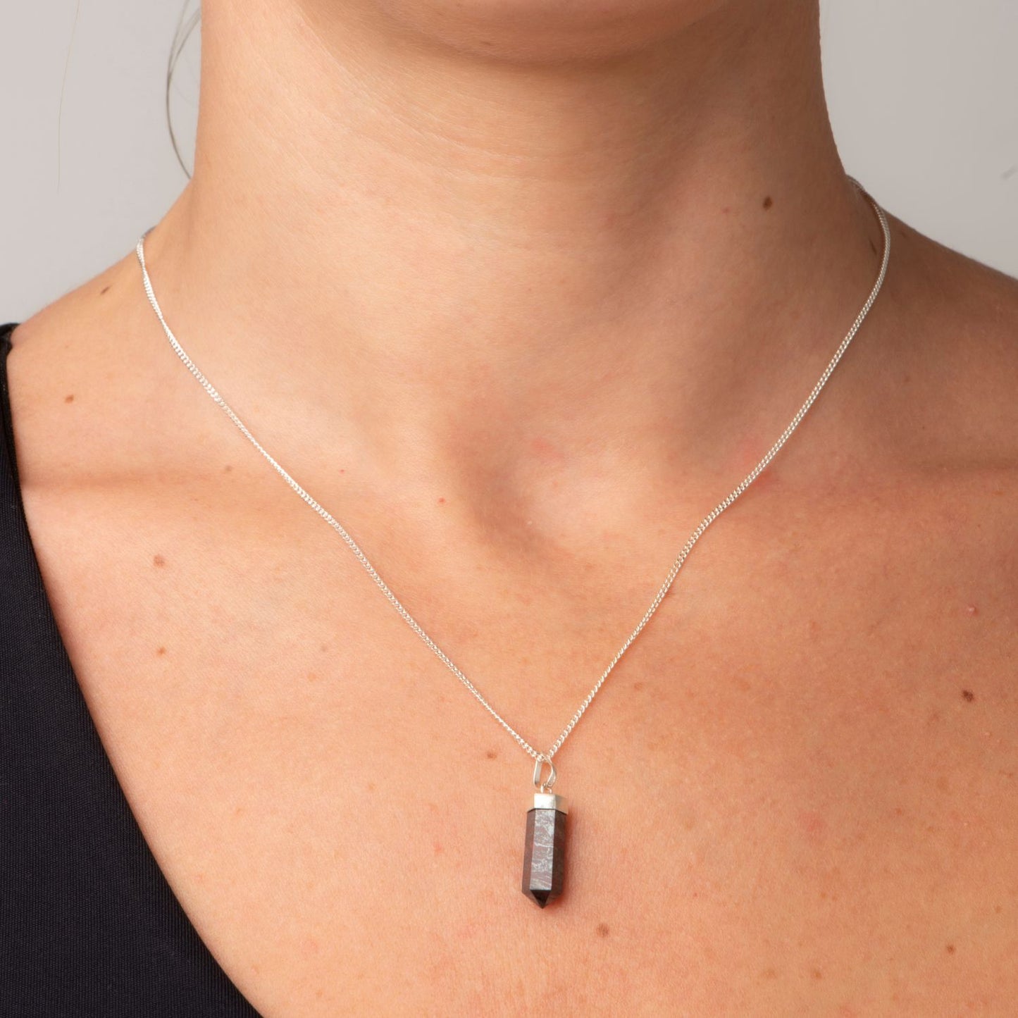 Hematite Mini Water Drop Crystal and Noble Silver Pendant