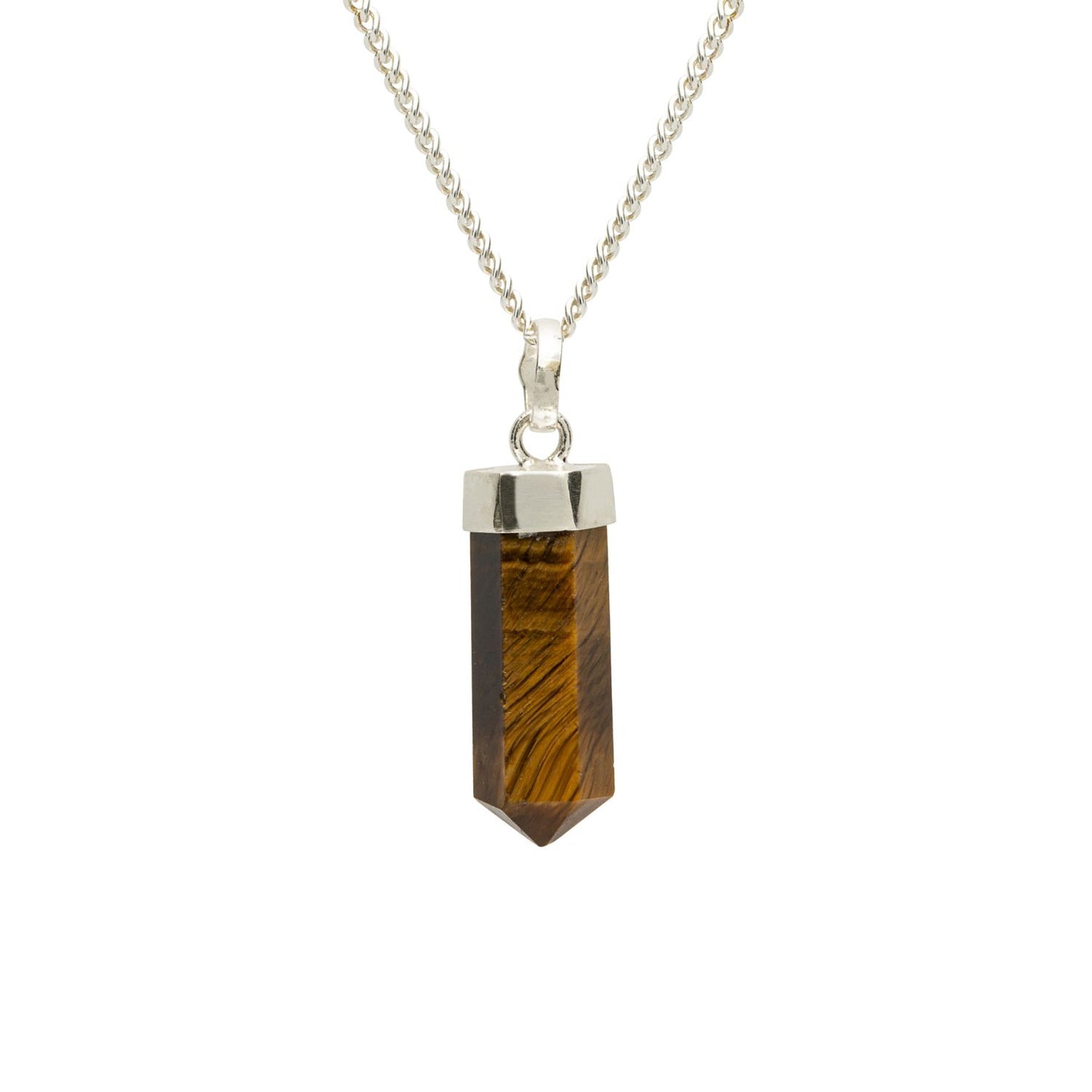 Tiger's Eye Mini Water Drop Crystal and Noble Silver Pendant