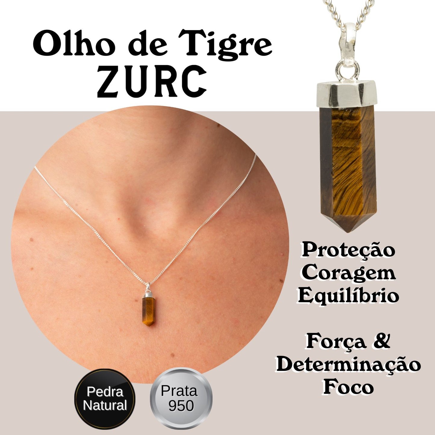 Tiger's Eye Mini Water Drop Crystal and Noble Silver Pendant