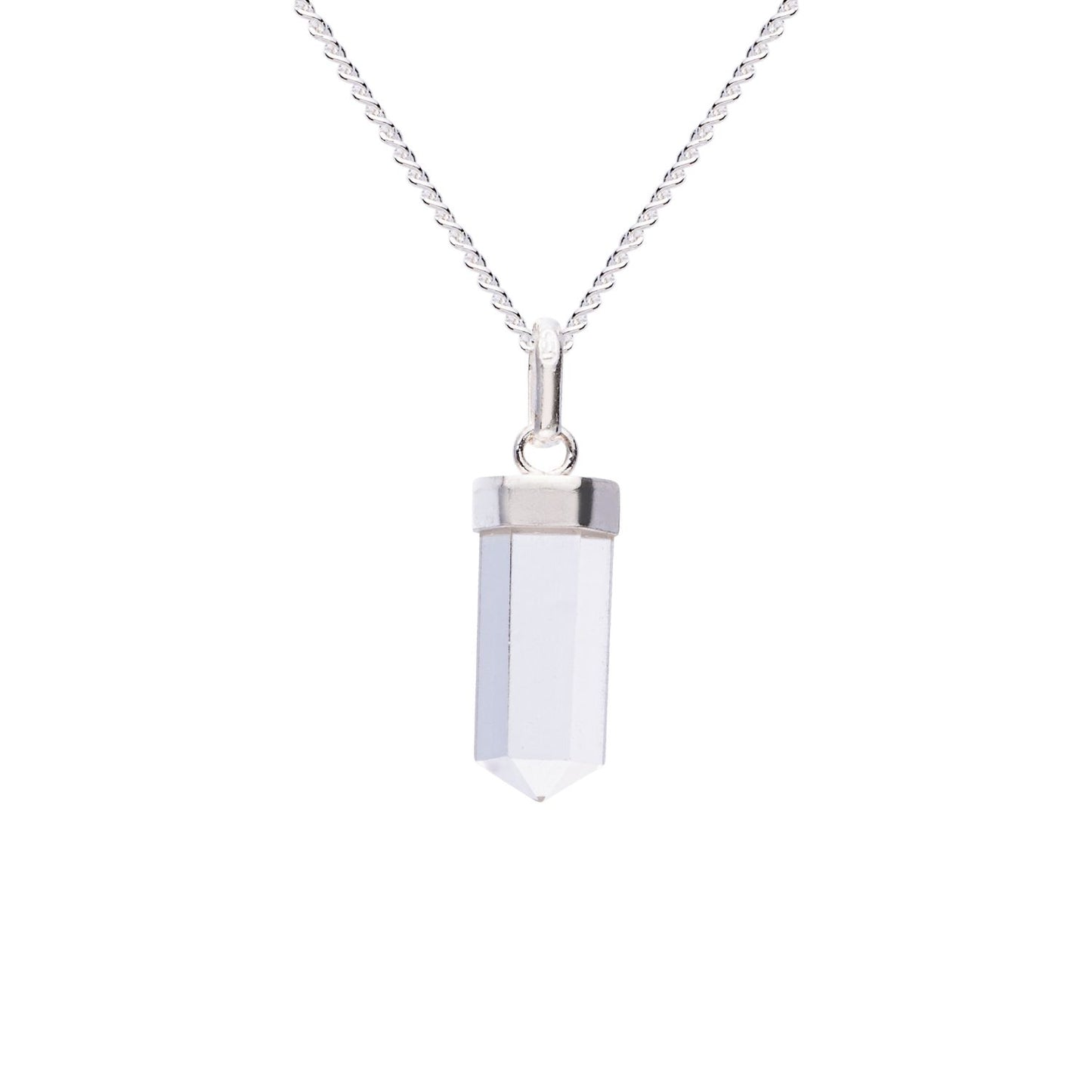 Quartz Mini Water Drop Crystal and Noble Silver Pendant