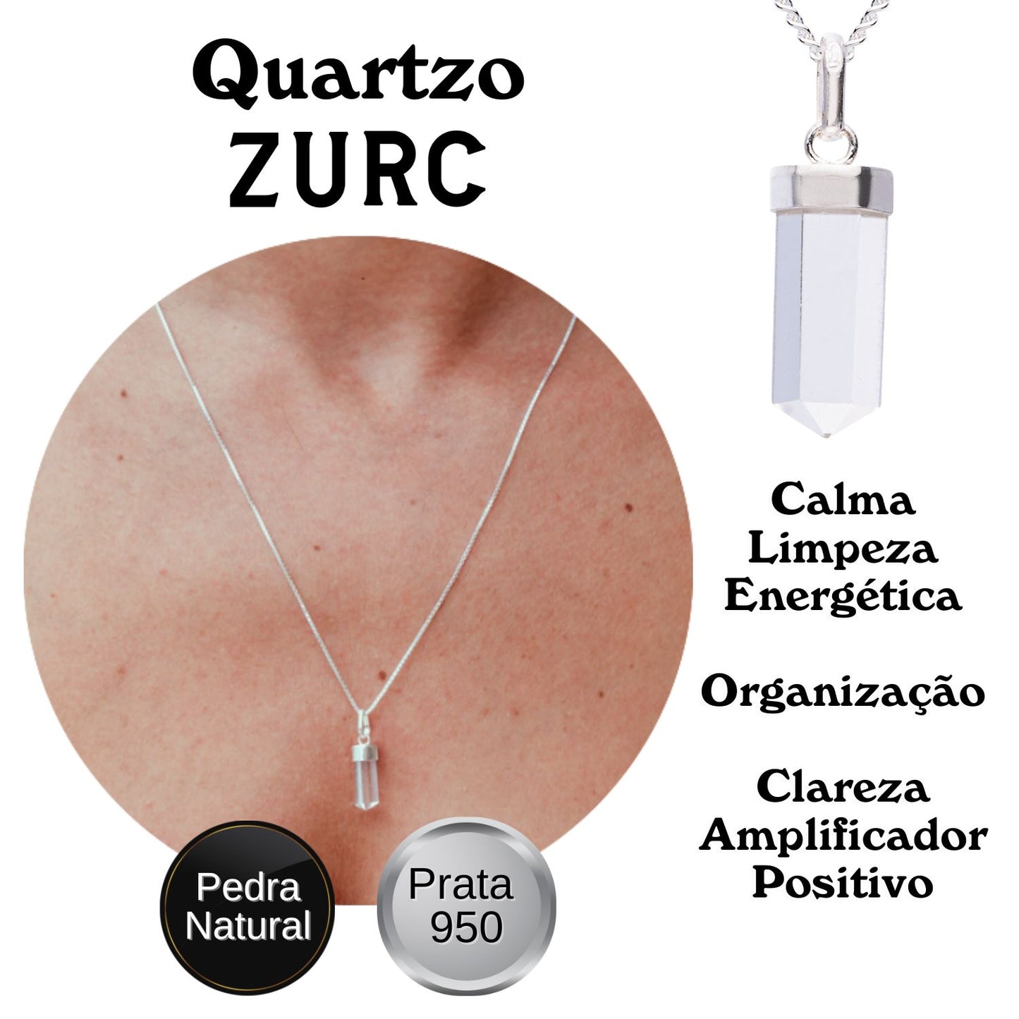 Quartz Mini Water Drop Crystal and Noble Silver Pendant