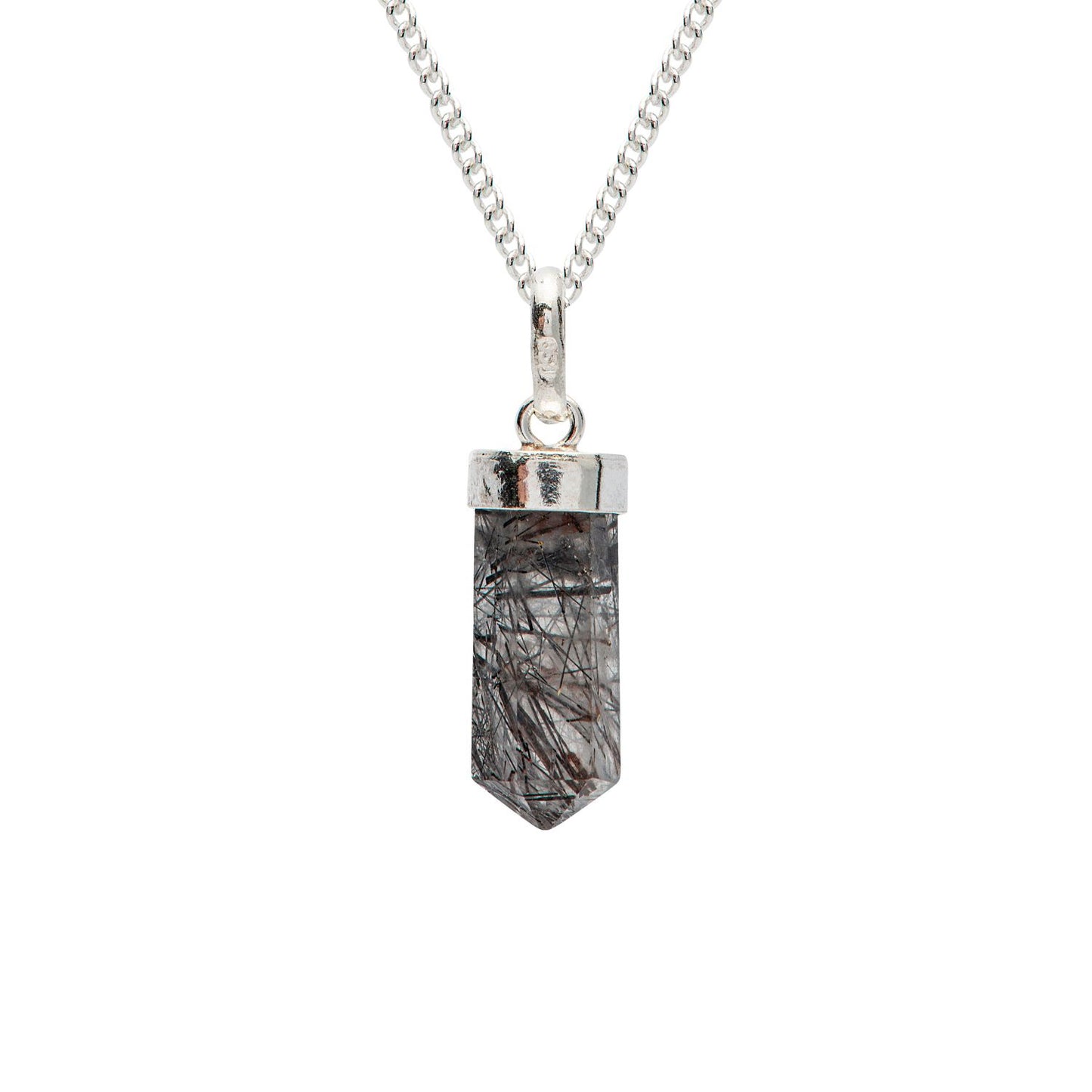 Rutilated Quartz Mini Water Drop Crystal and Noble Silver Pendant