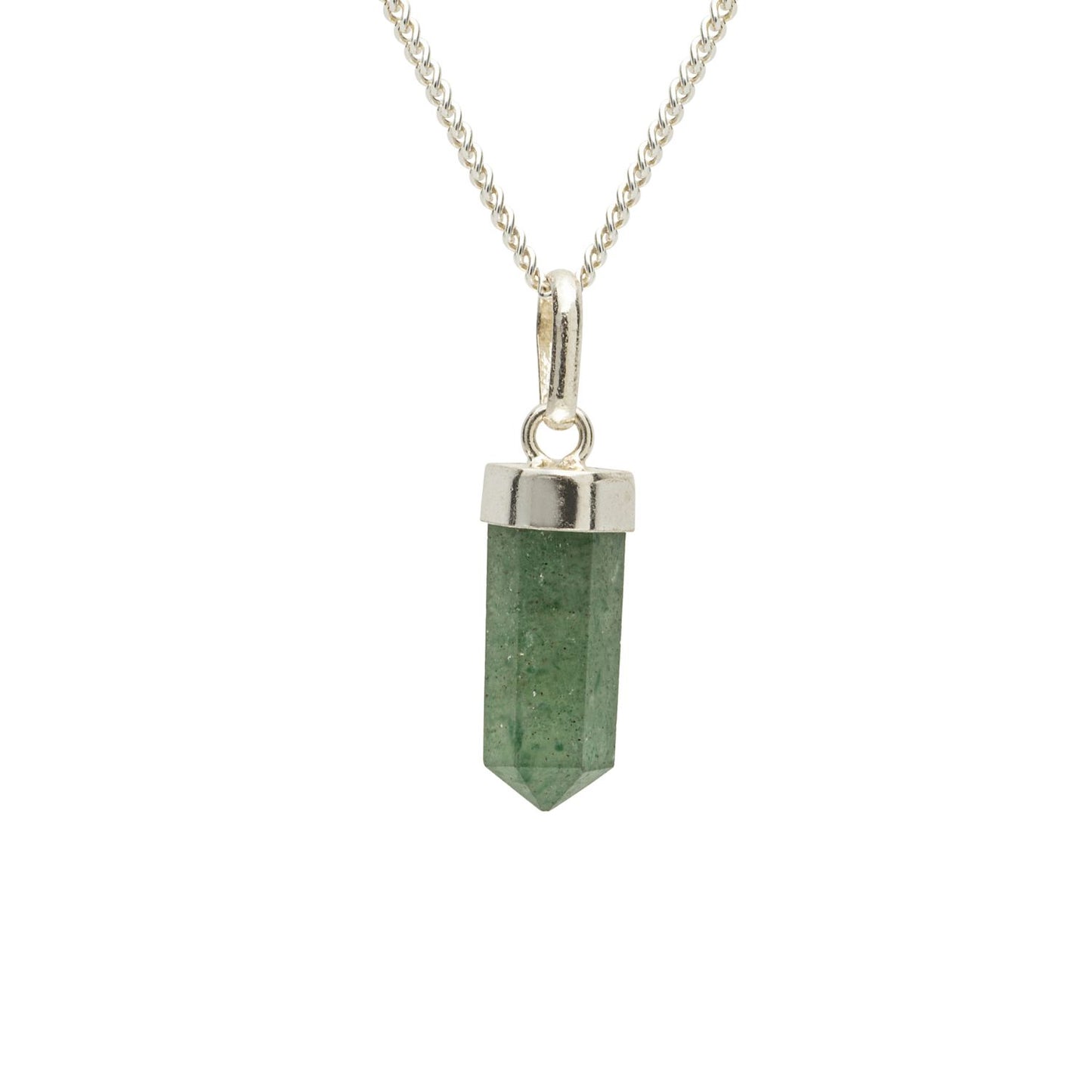 Green Quartz Mini Water Drop Crystal and Noble Silver Pendant