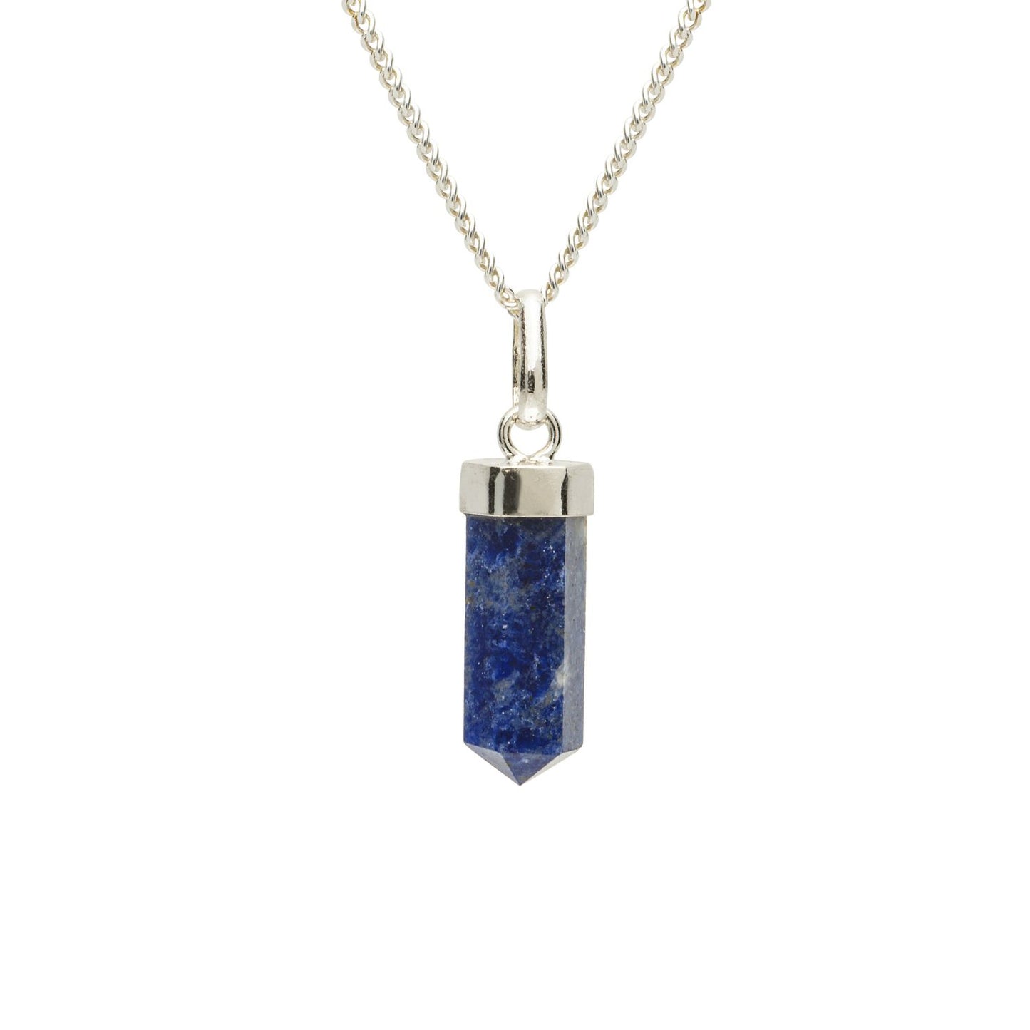 Sodalite Mini Water Drop Crystal and Noble Silver Pendant