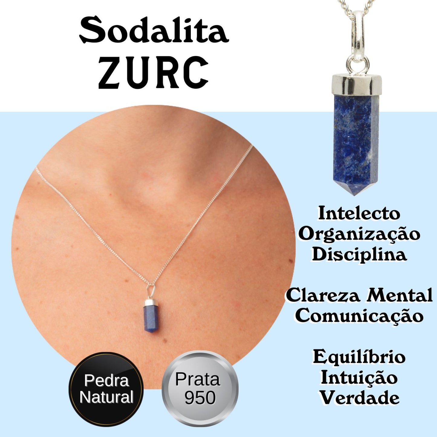 Sodalite Mini Water Drop Crystal and Noble Silver Pendant