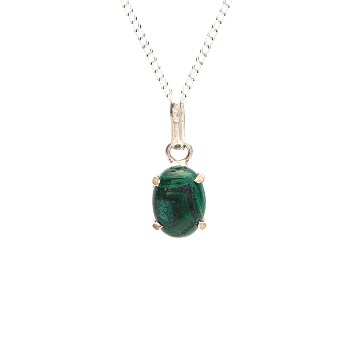 Malachite Mini Highlight Crystal and Noble Silver Pendant