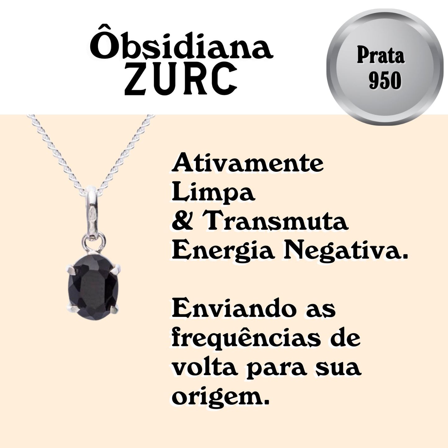 Obsidian Mini Highlight Crystal and Noble Silver Pendant