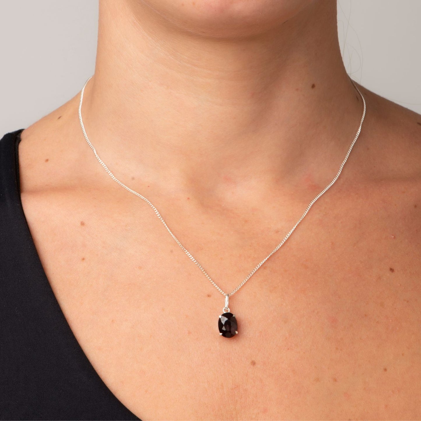 Obsidian Mini Highlight Crystal and Noble Silver Pendant