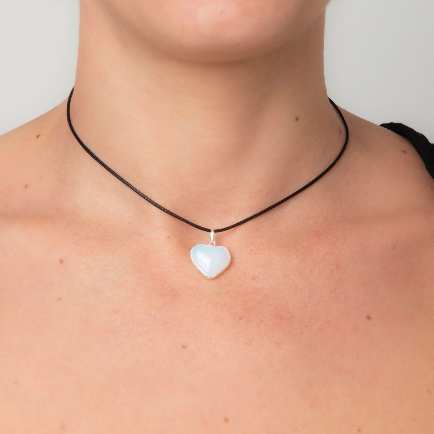 Noble Silver Heart Pendant with Small Opal Natural Stone