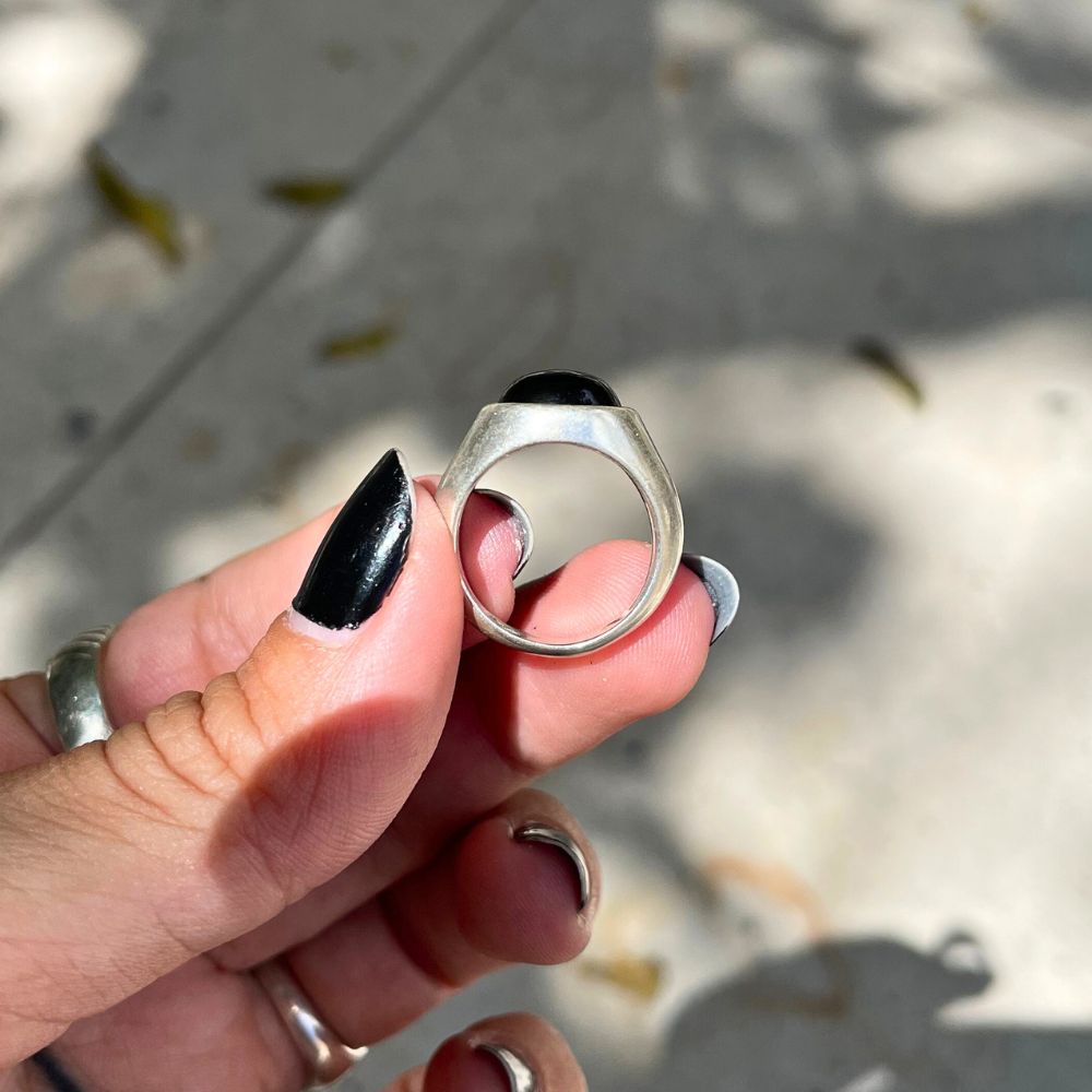 925 Silver Ring Charbon Natural Onyx Stone | Organique Collection