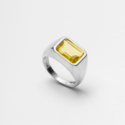 925 Silver Ring Cobain Natural Green Gold Stone | Voices Collection