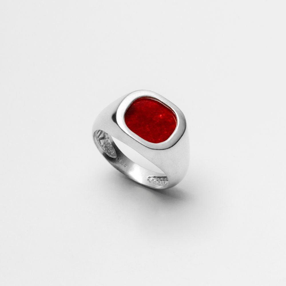 925 Silver Ring Mars Natural Red Jade Stone | Cosmos Collection