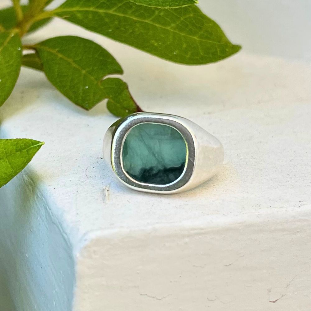 925 Silver Ring Terrae Natural Emerald Stone | Cosmos Collection