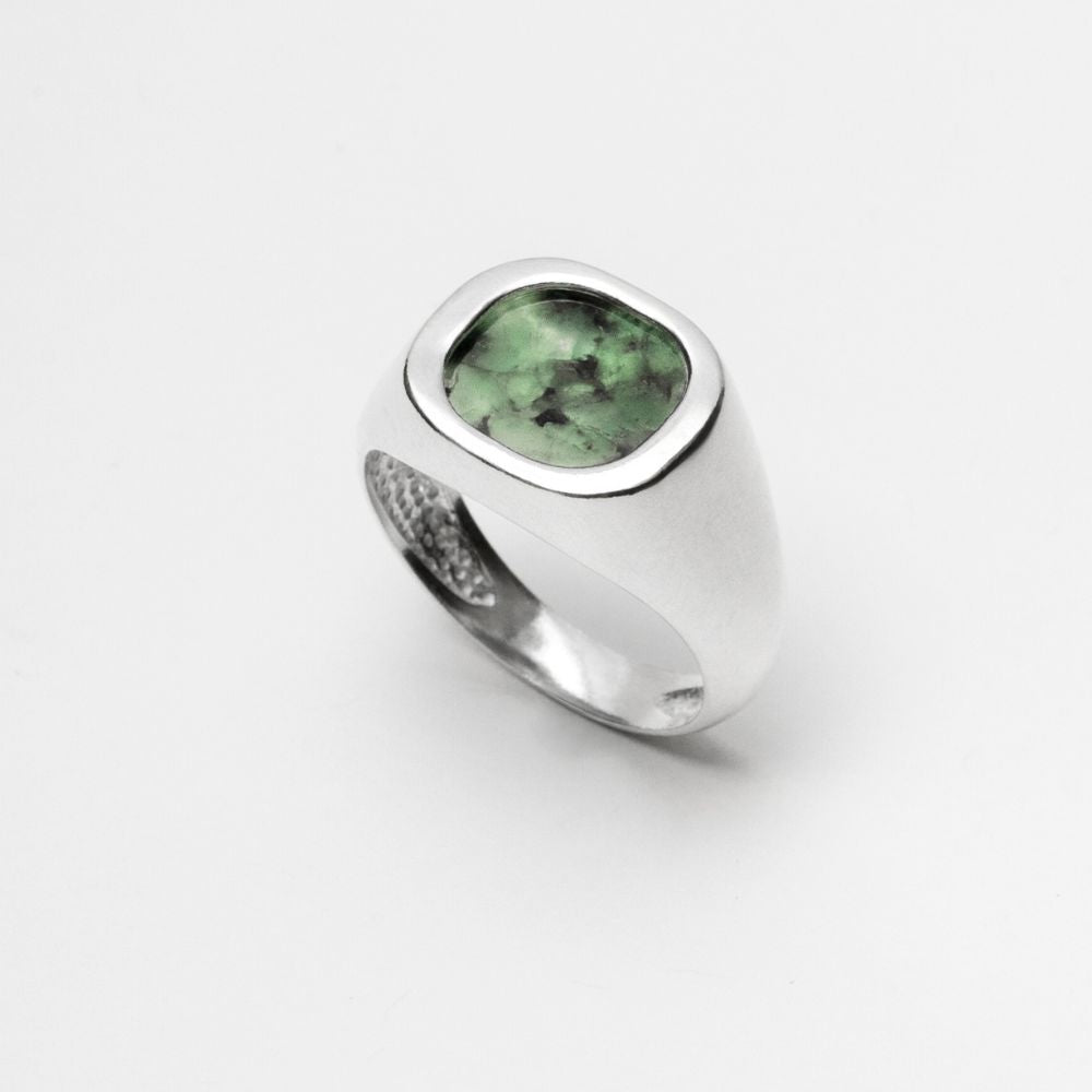 925 Silver Ring Terrae Natural Emerald Stone | Cosmos Collection