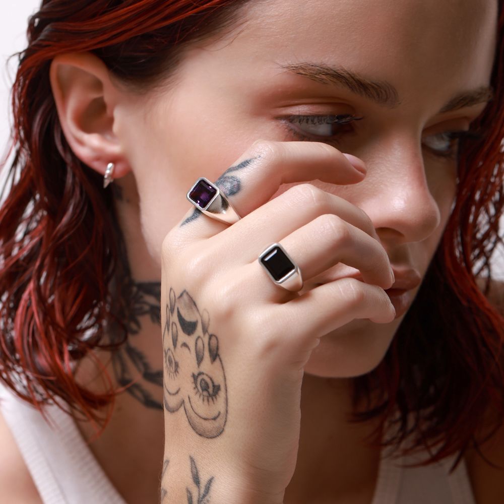 925 Silver Ring Winehouse Natural Onyx Stone | Voices Collection
