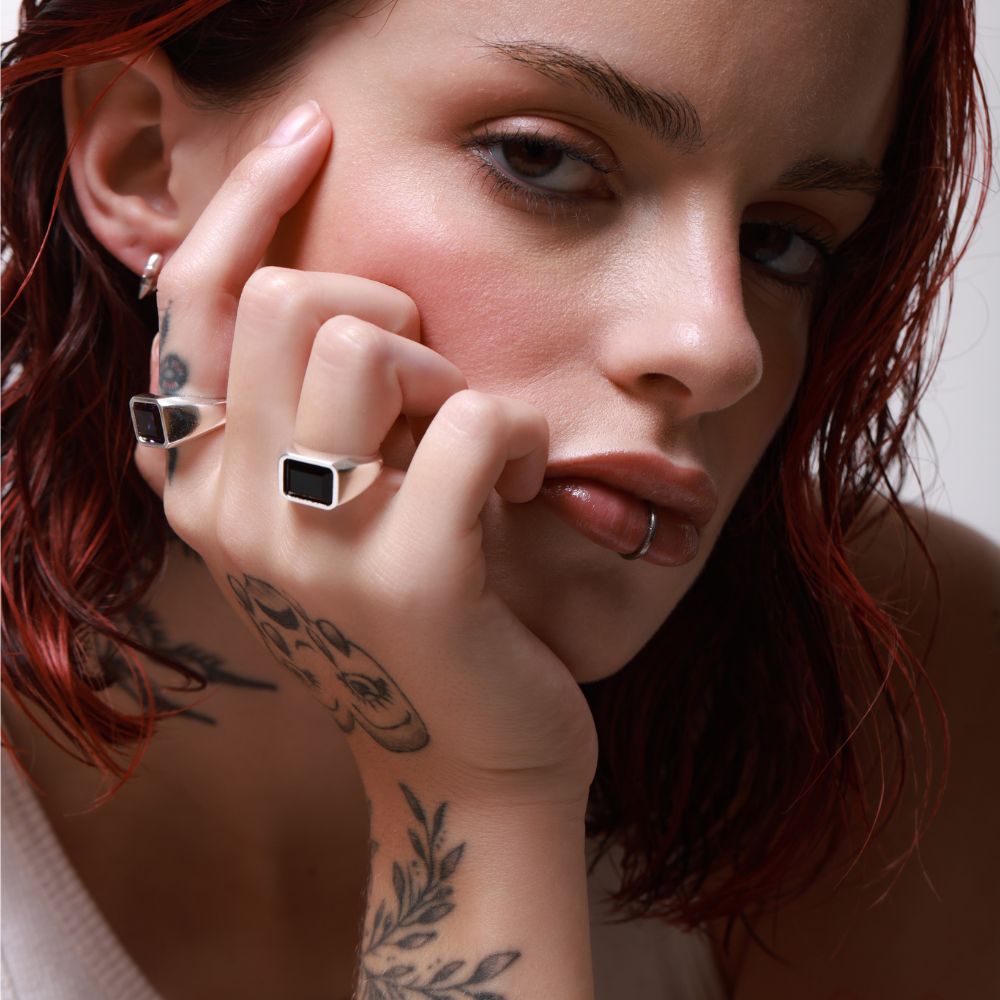 925 Silver Ring Winehouse Natural Onyx Stone | Voices Collection