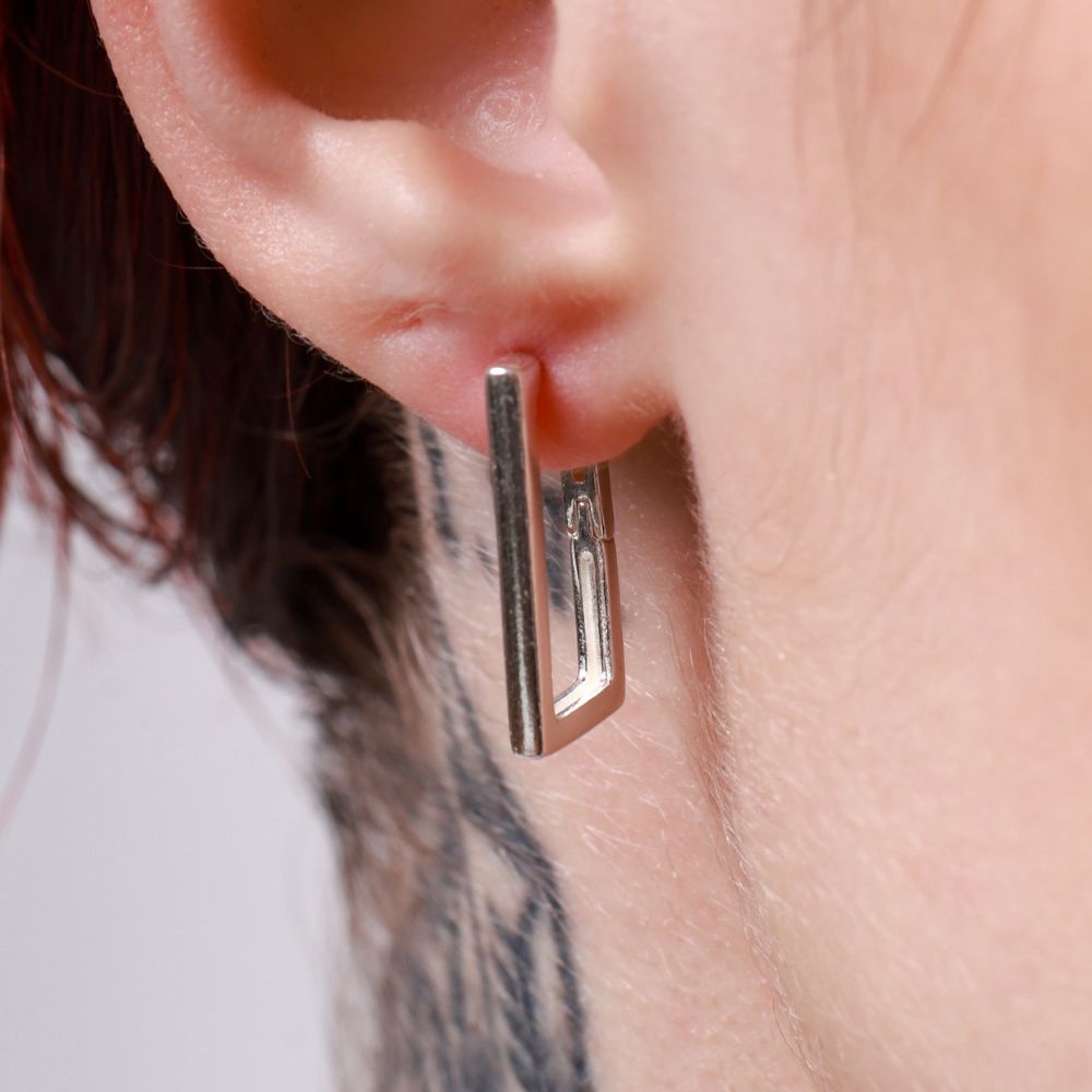 Angle 925 Sterling Silver Hoop Earrings | Elos Collection