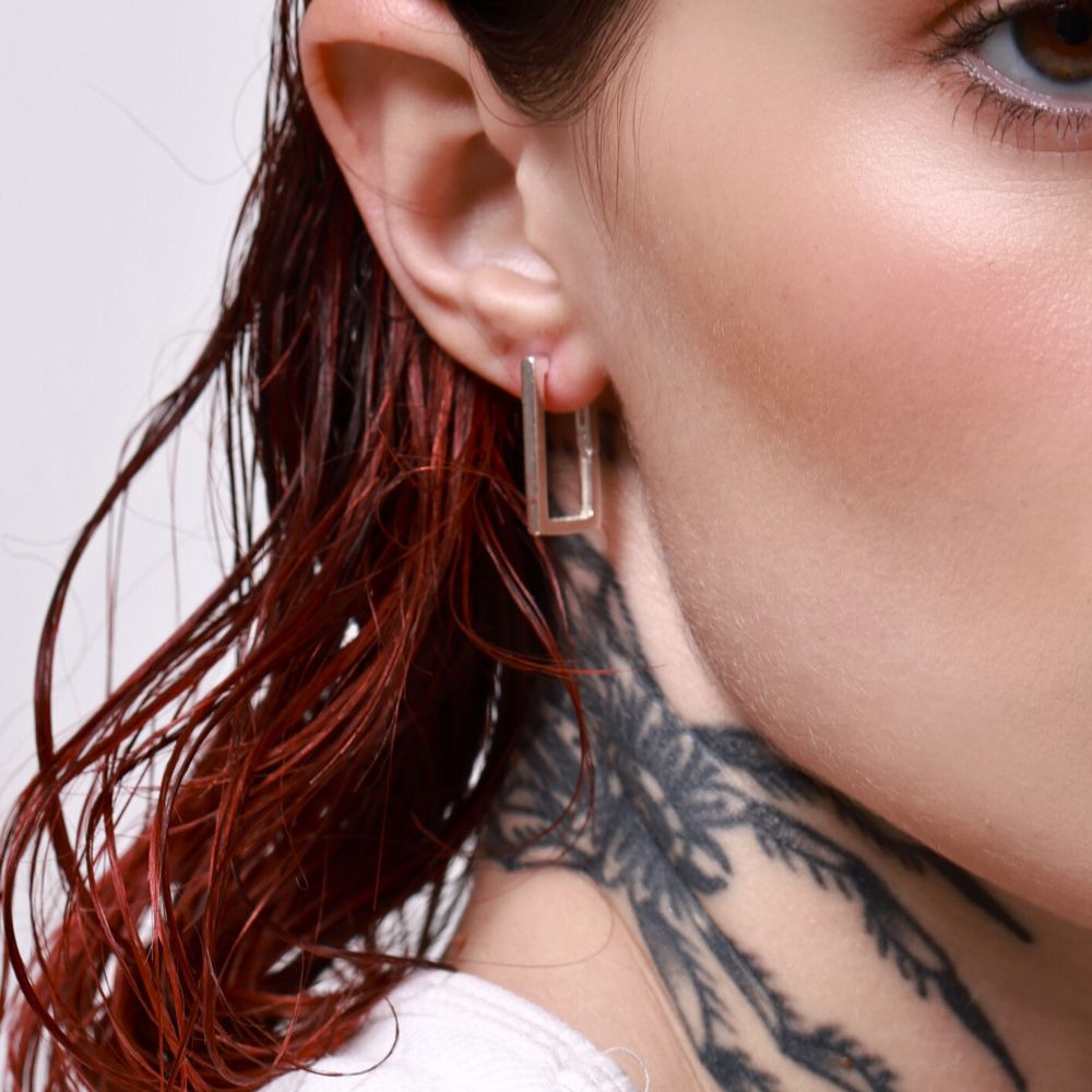 Angle 925 Sterling Silver Hoop Earrings | Elos Collection