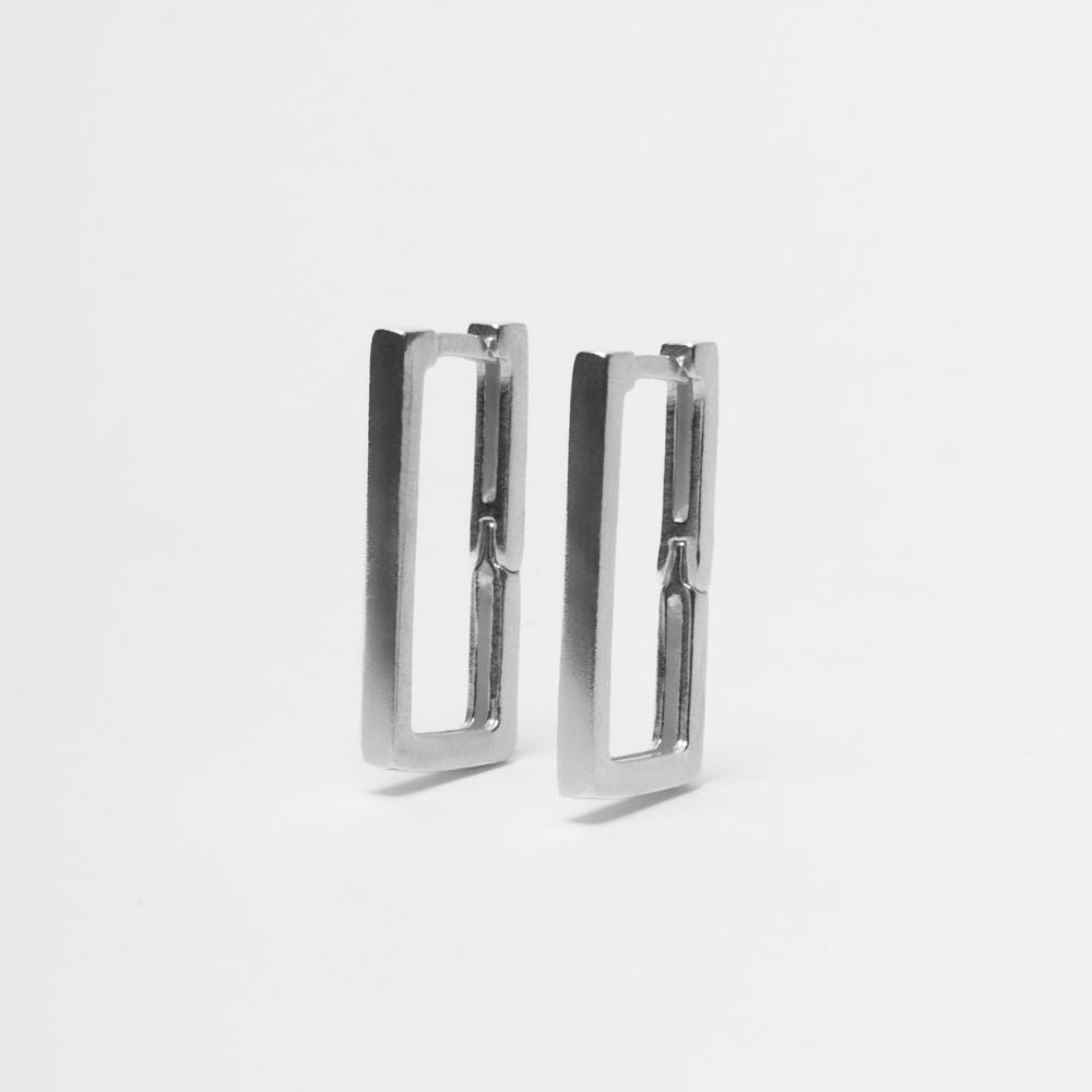 Angle 925 Sterling Silver Hoop Earrings | Elos Collection