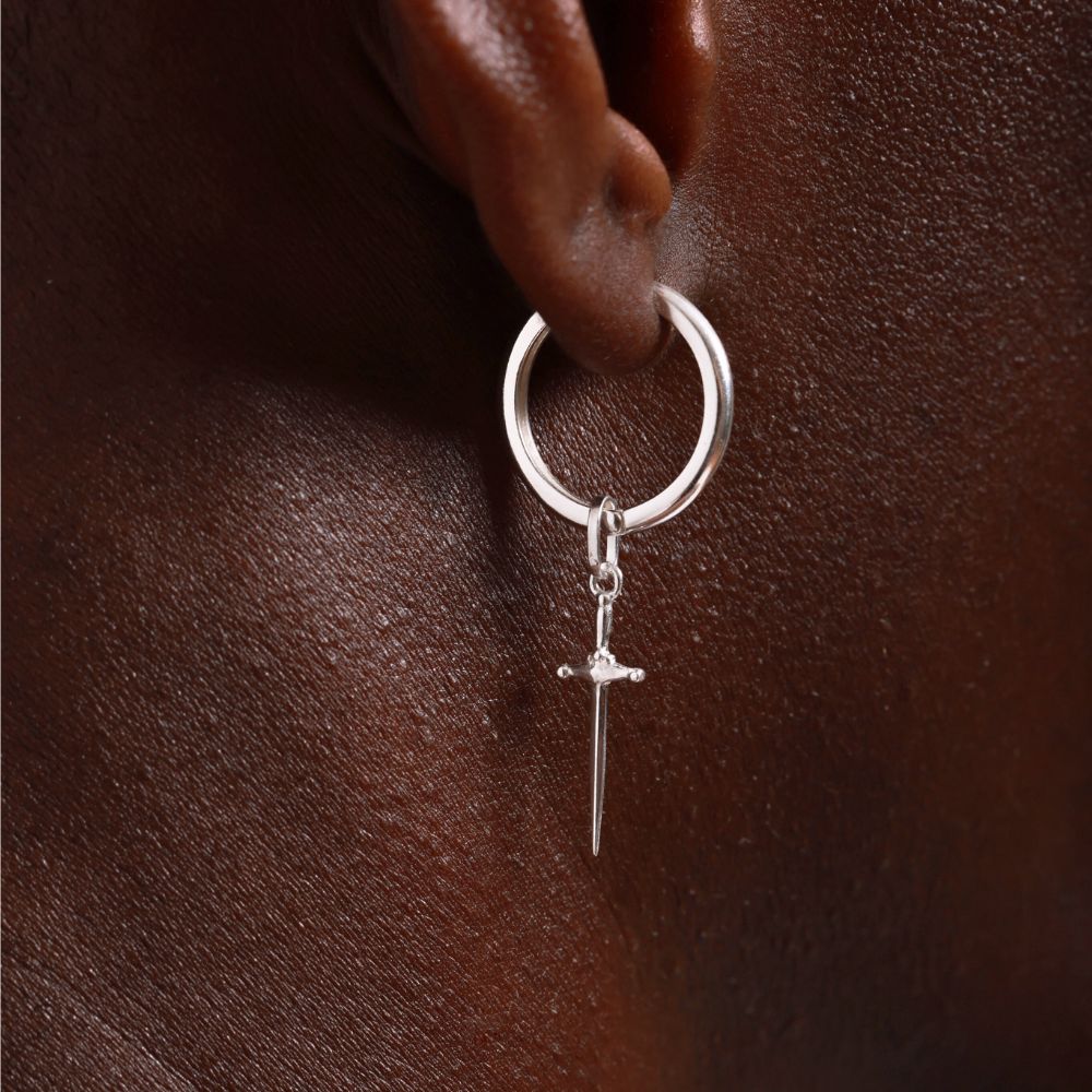 Dagger 925 Sterling Silver Hoop Earrings | Elos Collection