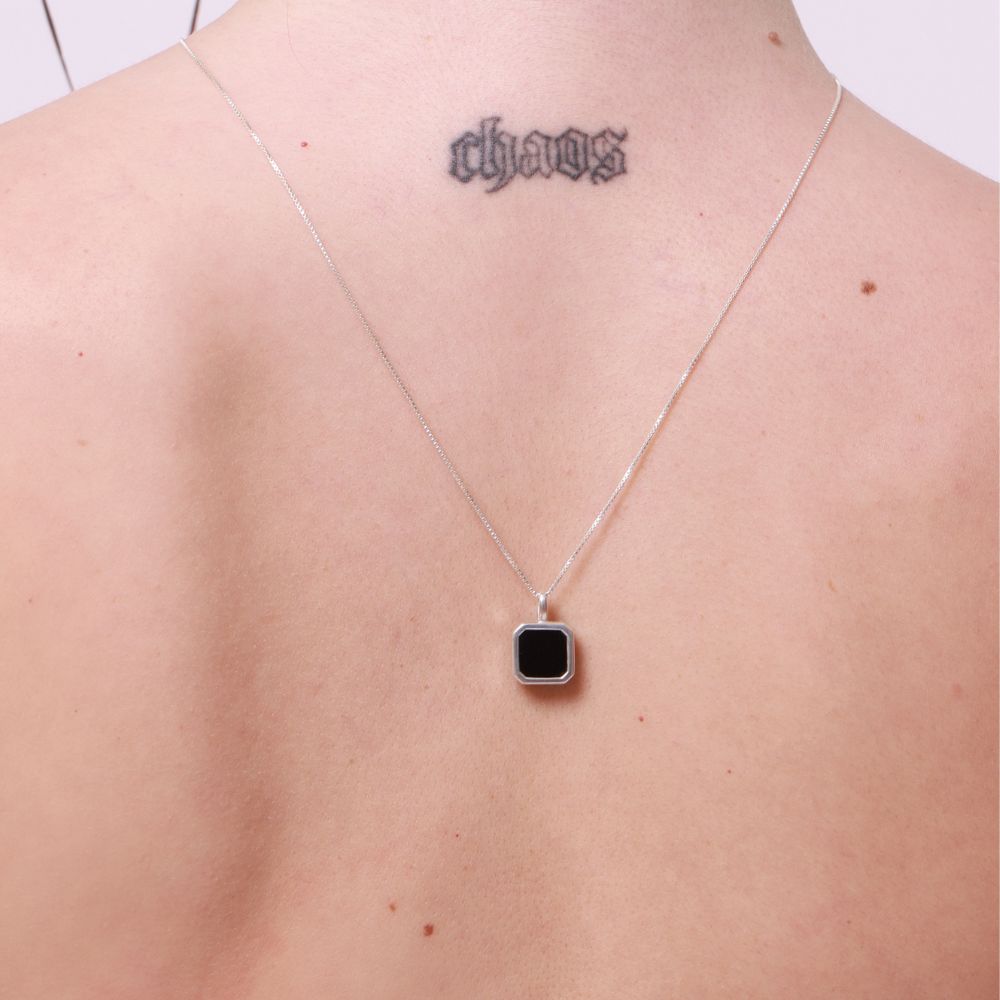 Class Natural Onyx Silver Necklace