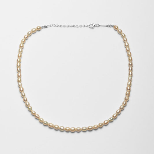Fine Natural Pearl Necklace 925 Silver