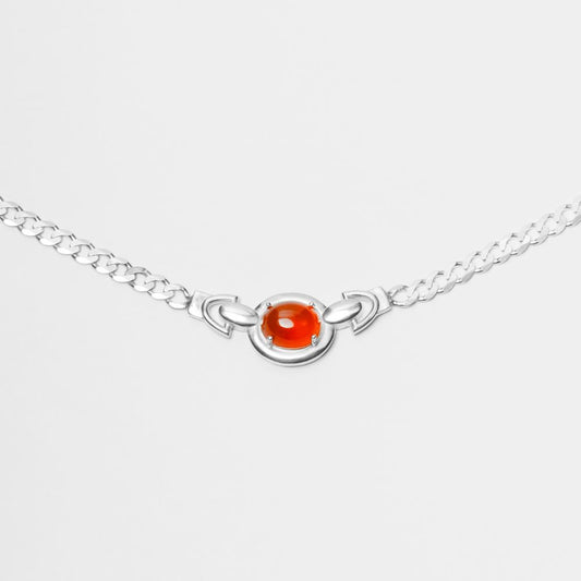 Sterling Silver Choker Necklace with Carnelian