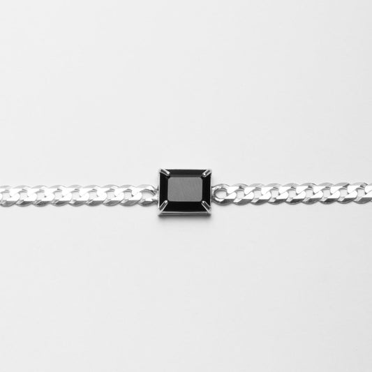 Sterling Silver Choker Necklace with Rectangular Onyx