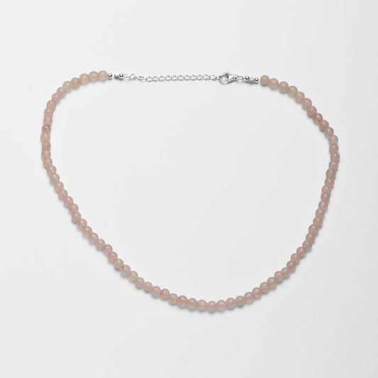 Sterling Silver Choker Necklace with Rose Quartz