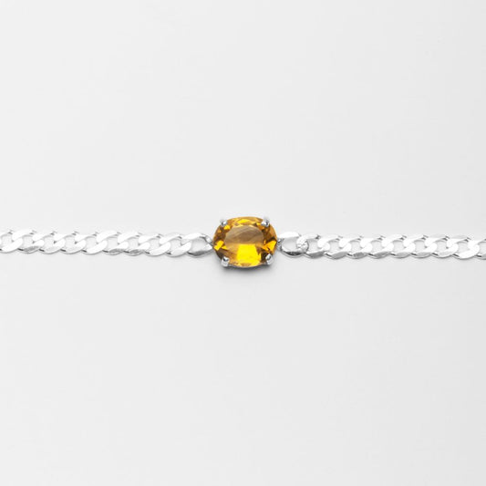 Sterling Silver Choker Necklace with Citrine