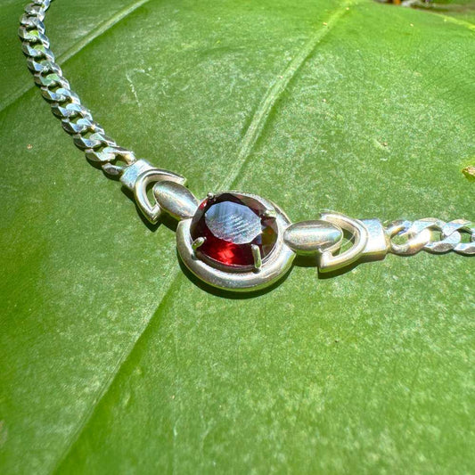 Fire Sterling Silver Choker with Faceted Rhodolite