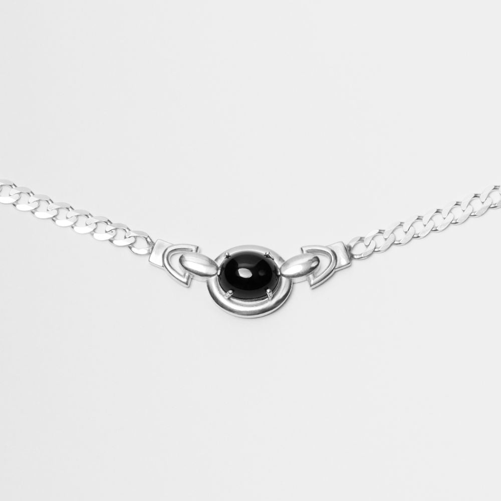 Shield Sterling Silver Choker with Black Tourmaline