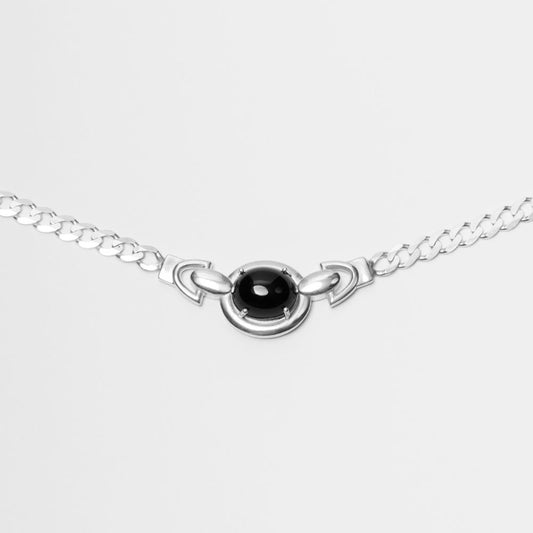 Shield Sterling Silver Choker with Black Tourmaline