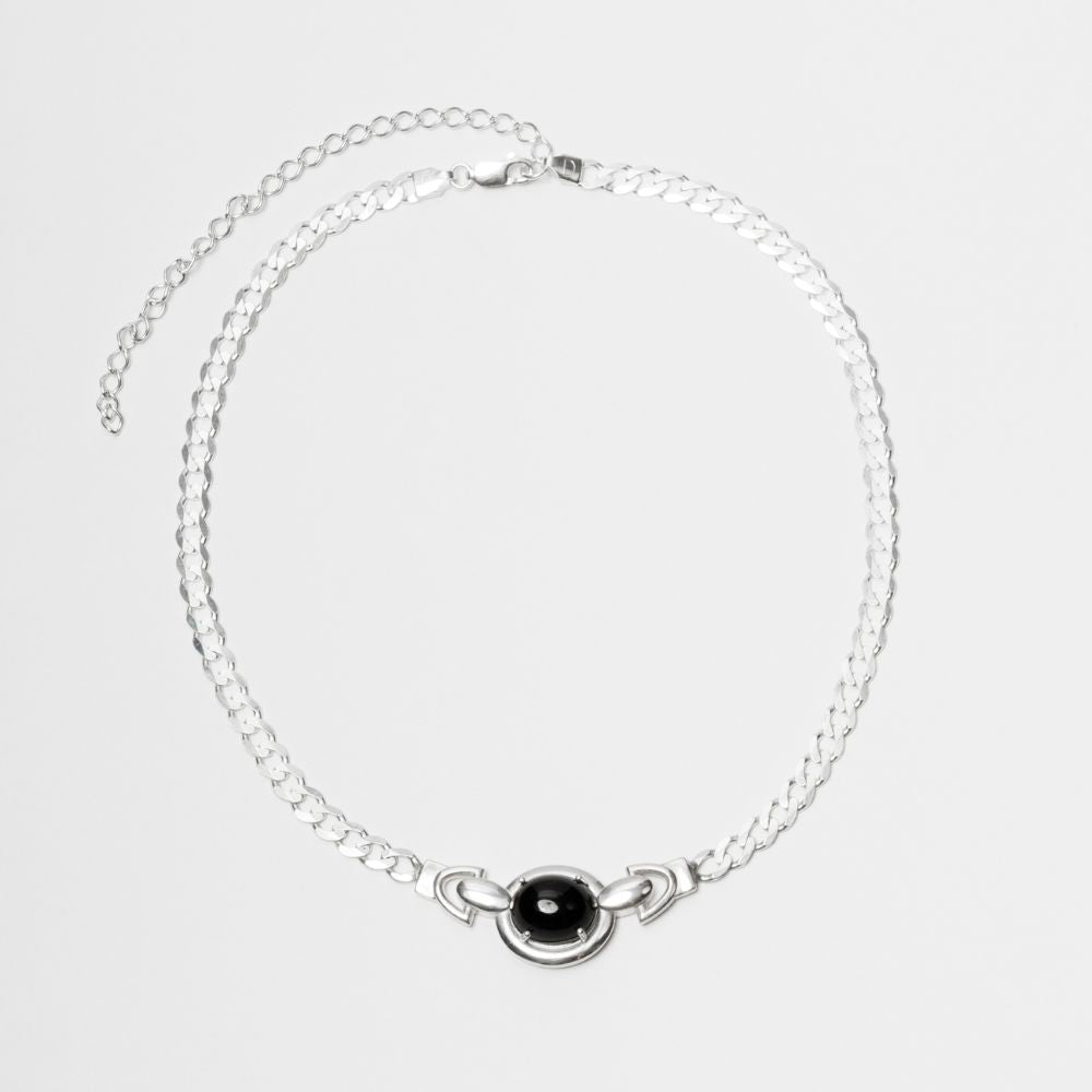 Shield Sterling Silver Choker with Black Tourmaline