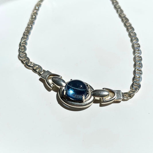 Soft Peace Sterling Silver Choker with Oval London Blue Topaz