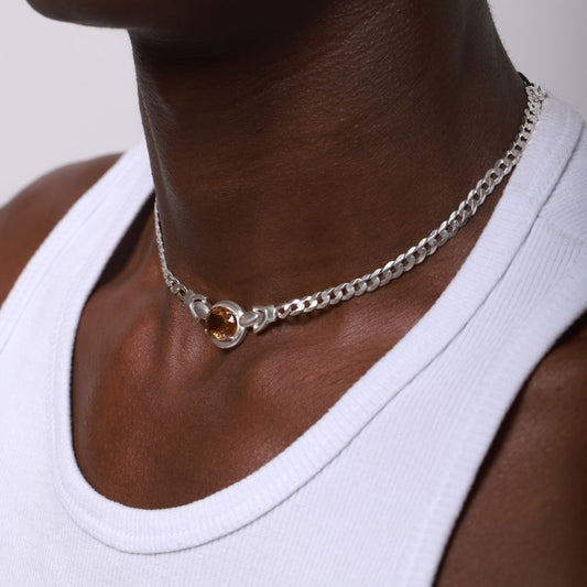 Vibrant Sun Sterling Silver Choker with Faceted Citrine
